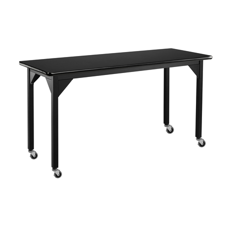 NATIONAL PUBLIC SEATING NPSSteel Fixed Height Heavy Duty Table, 24 X 60 X 30, HPL Top, Casters and Gussets, Black Frame SLT7-2460HC